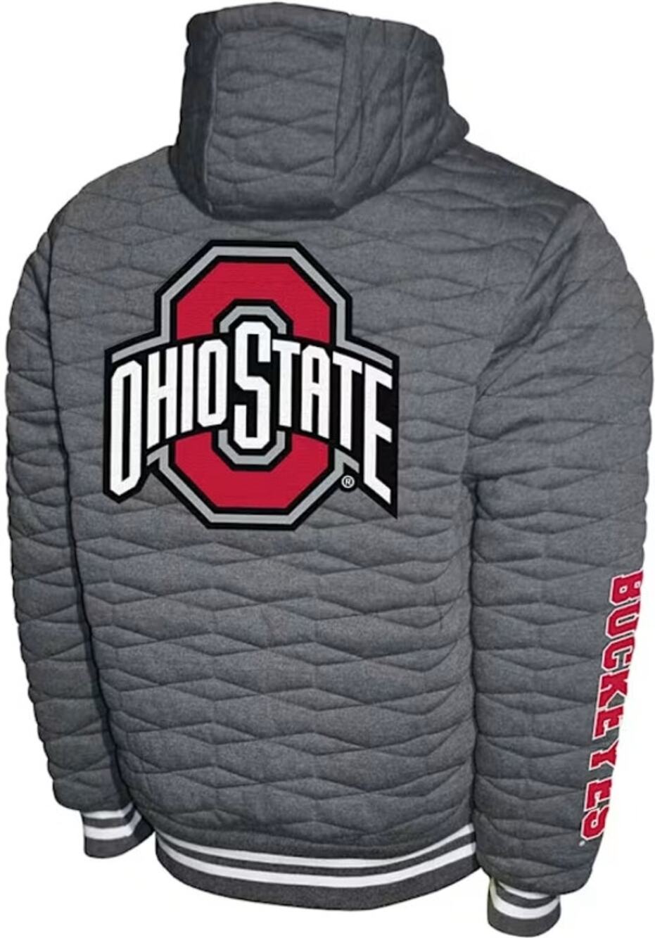 NWT Ohio State Buckeyes Gray Quilt Hooded Fleece Jacket XL Franchise Club $175